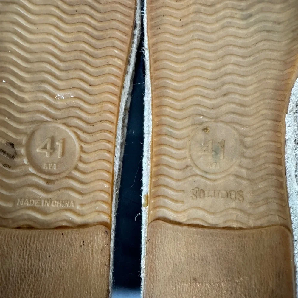Soludos Woven Espadrilles Slip On Flats Pale Pink White‎ Resort Cruise Size 41